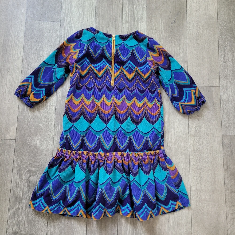 Baby Gap toddler 5 years Girls Wave Pattern Corduroy Dress blue